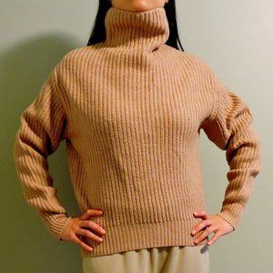 Wilfred Merino Wool Blush Pink Turtleneck Oversized Sweater, Size XS